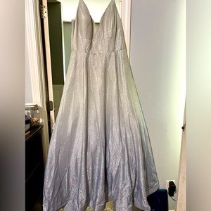 Champagne to lilac ombre V-Shape Spaghetti Strap prom dress